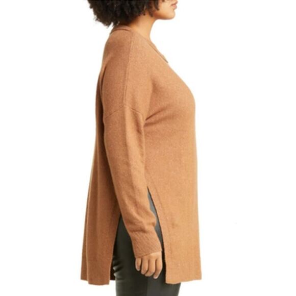 Open Edit Sweater Women's Size Large Brown Asymmetric Side Slit Hem Tunic NWT - Picture 12 of 12